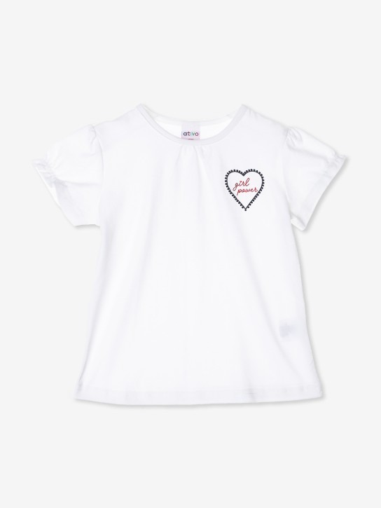 T-shirt blanc pour petite fille, boutique de vêtement pour enfants à Saint Martin-en-Haut, dans les Monts du Lyonnais