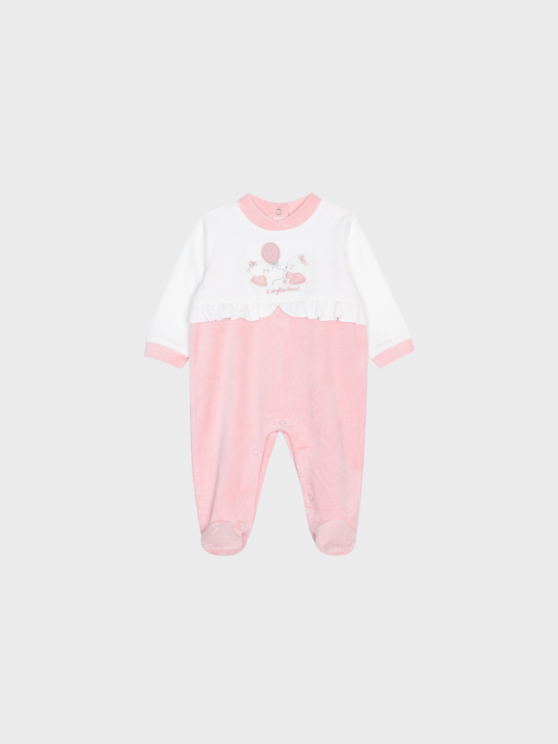 pyjama rose velours pour bébé fille, grenouillère idéale cadeau naissance, boutique de vêtements à saint martin en haut dans les monts du lyonnais