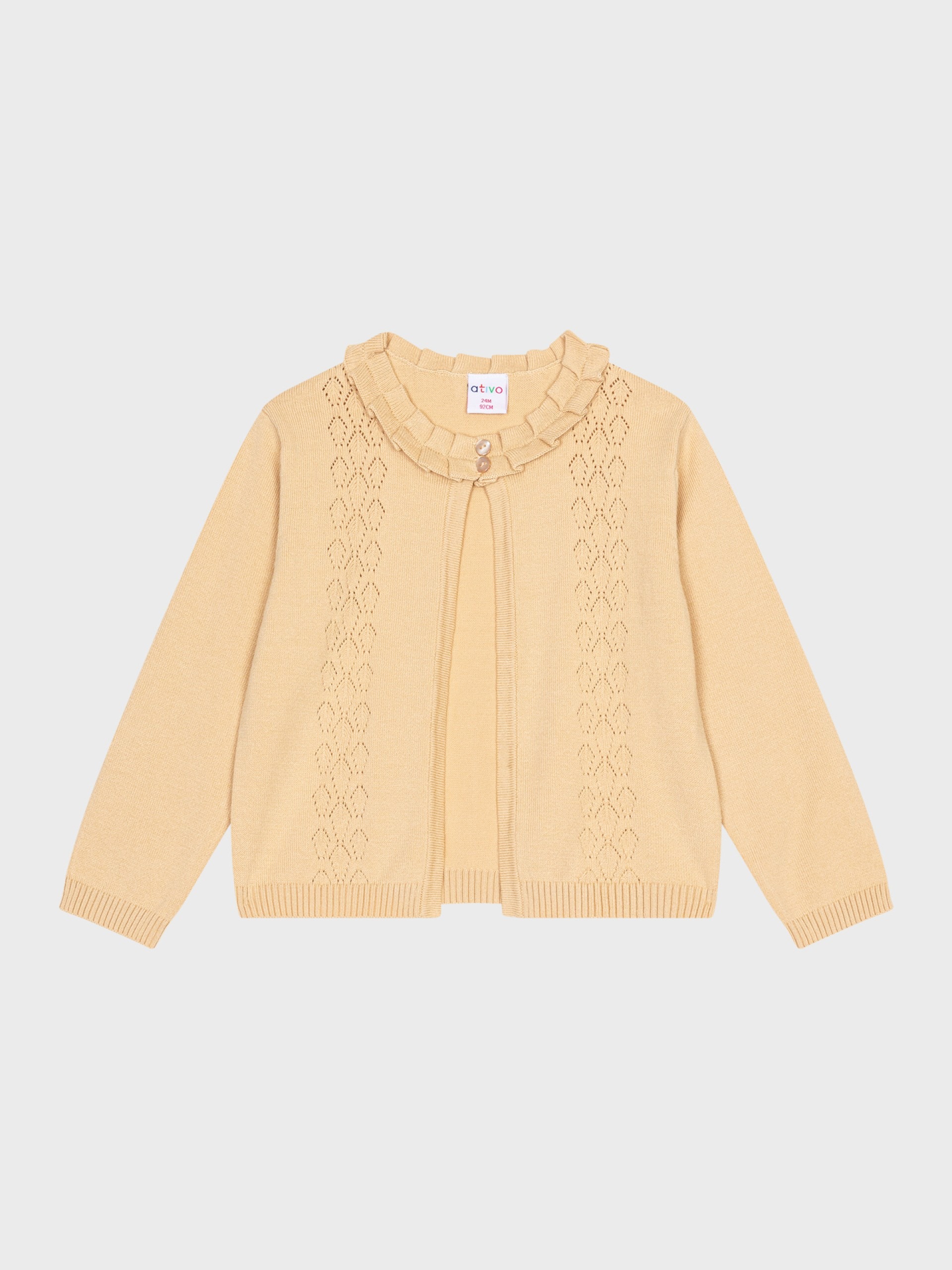 Veste beige pour bébés filles, boutique de vêtements pour enfants à Saint Martin en Haut dans les Monts du Lyonnais.