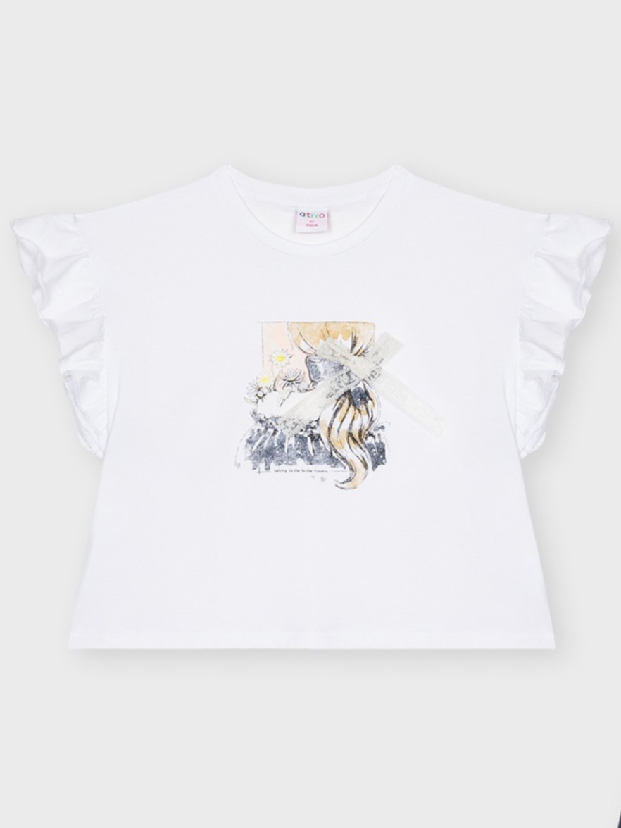 t-shirt enfant fille vêtement boutique saint martin en haut joli pas cher blanc