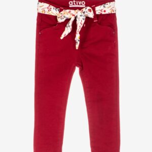 Pantalon bordeaux bandeau fleuri