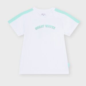 T-shirt blanc et turquoise GREAT WAVES