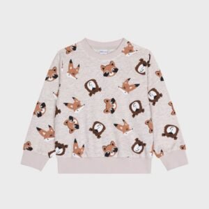 Sweat beige avec renards et ours
