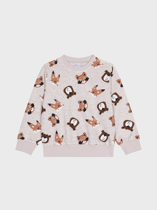 sweat molletonné beige avec animaux pour bébé garçon, boutique de vêtements pour enfants à saint martin en haut dans les monts du lyonnais