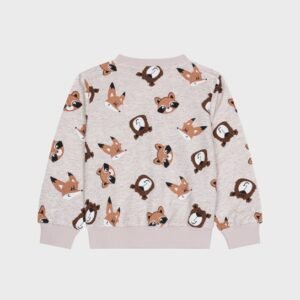 Sweat beige avec renards et ours
