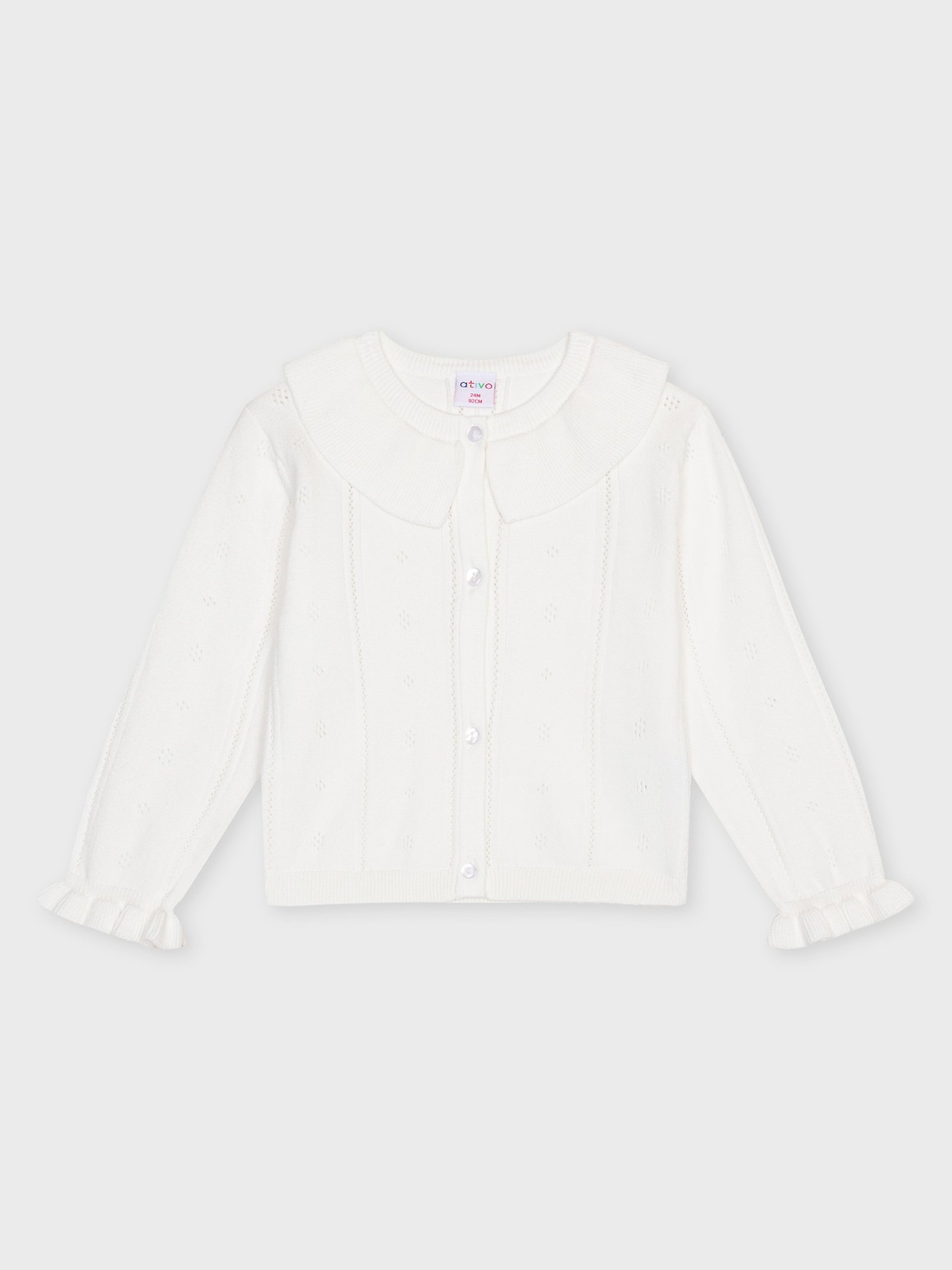 Veste blanche pour bébés filles, boutique de vêtements pour enfants à Saint Martin en Haut dans les Monts du Lyonnais.