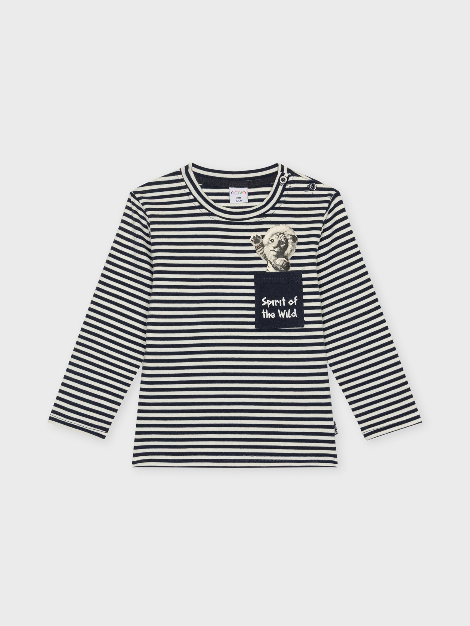 Pull fin marine avec motif lion, pour bébés garçons, boutique de vêtements pour enfants à Saint Martin en Haut, dans les Monts du Lyonnais.