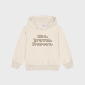 Sweat à capuche beige EAT TRAVEL REPEAT