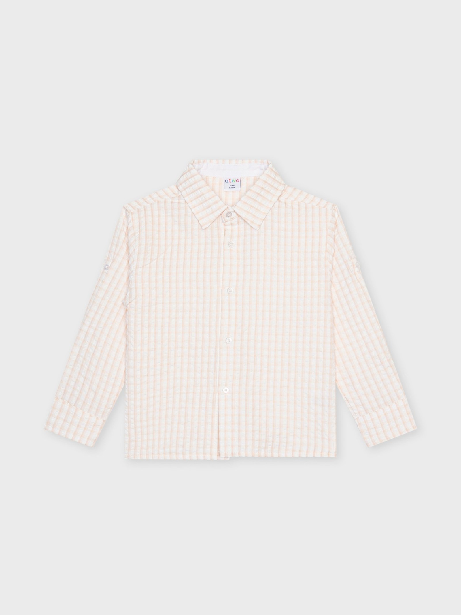 chemise beige gaufrée pour bébé garçon, idéal cadeau naissance, pour occasions tels les mariages et baptêmes, boutique de vêtements pour enfants à saint martin en haut dans les monts du lyonnais