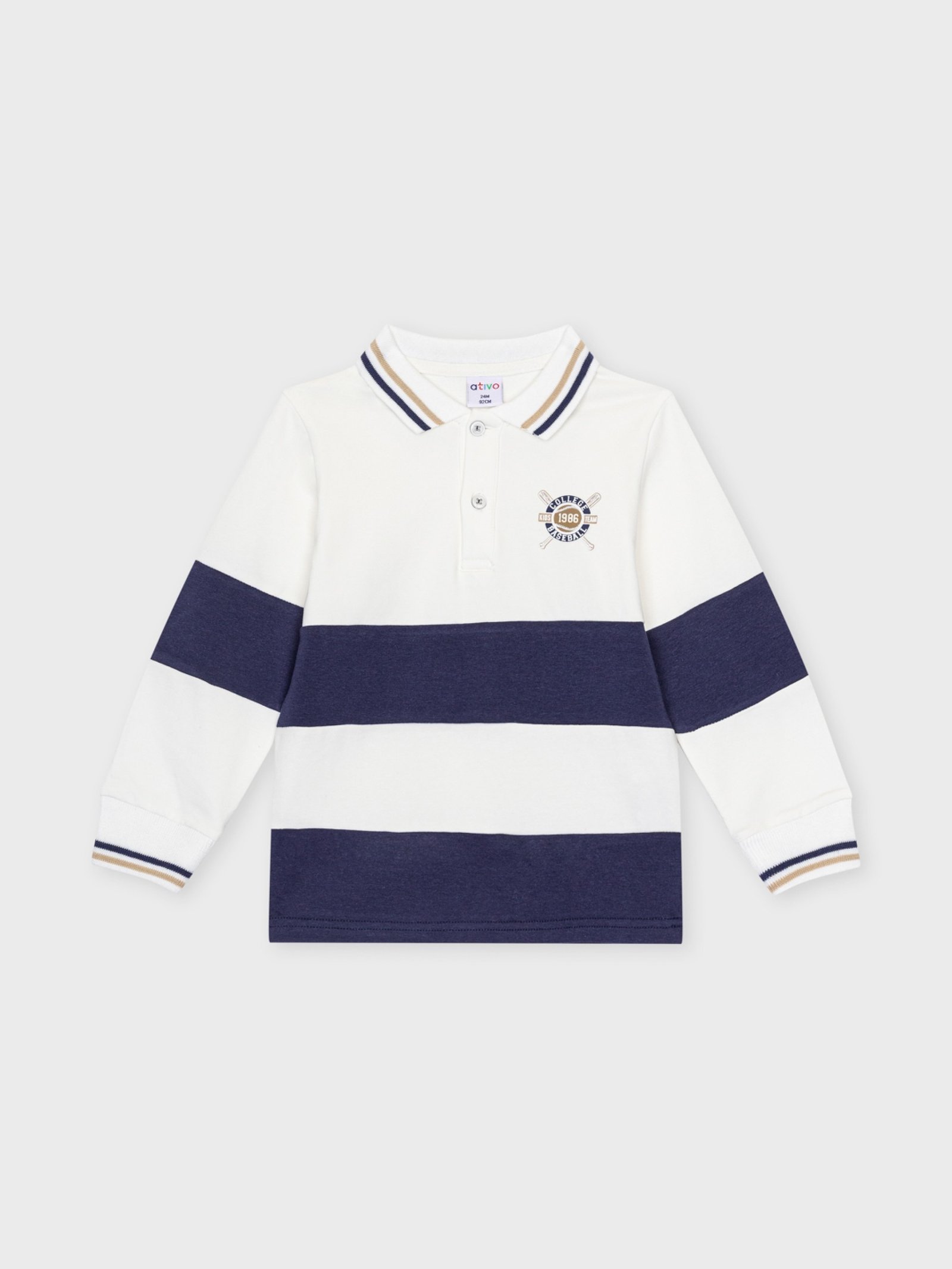 polo pour bébé garçon, rayé marine et blanc, idéal cadeau naissance, boutique de vêtements pour enfants à saint martin en haut dans les monts du lyonnais